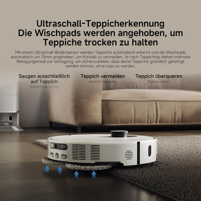 Xiaomi Robot Vacuum X20+ Saugroboter mit Absaugstation und 4L/4L Frisch- & Altwassertank - 2 rotierende, Auto-Trocknung Wischmops, Bis 280m² wischen, 6000Pa Saugkraft, LDS-Navigation, Alle Bodentypen