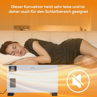 Tronitechnik® Elektroheizer Konvektor Heizgerät Heizkörper mit 3 Leistungsstufen 750/1250/2000 Watt, mobil mit Tragegriff, Timer und Thermostatsteuerung, Überhitzungsschutz, freistehend, weiß