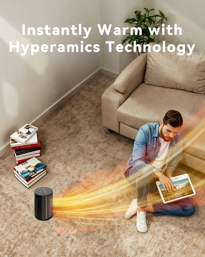 Heizlüfter Energiesparend, 1500W Elektroheizung PTC-Keramik Heizung, 4 Modi Tragbare Heizstrahler mit Thermostat, Überhitzung & Tip Over Schutz, 8H Timer, für Indoor