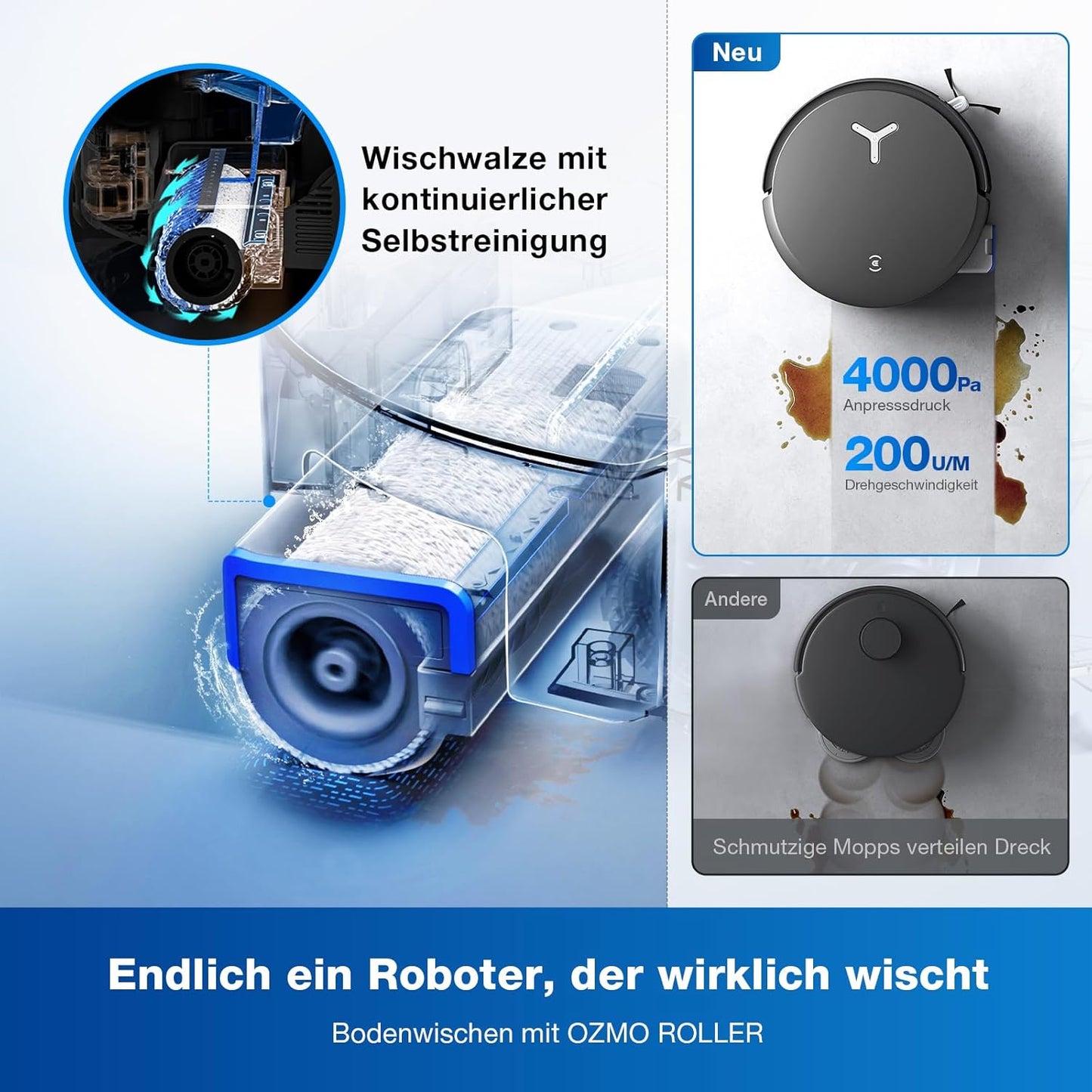 ECOVACS DEEBOT X8 PRO Omni Saugroboter mit Wischfunktion, OZMO Roller mit kontinuierliches Wischen & Selbstreinigung, 18.000 Pa, 12-in-1 Station, 40–75 °C Heißwasser-Moppreinigung, YIKO-GPT