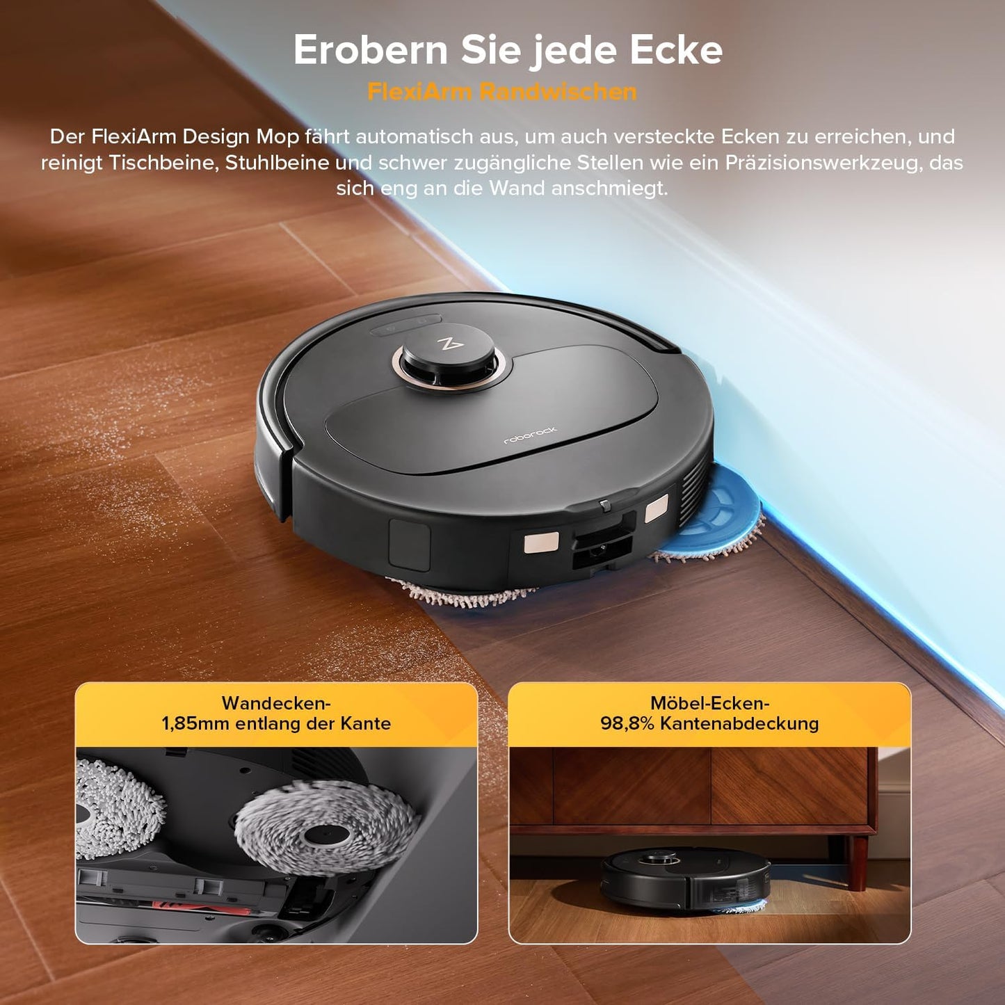 roborock Qrevo Serie Saugroboter mit Wischfunktion&Hebarem Wischmopp, 8000Pa Saugkraft(verbessert von Qrevo S), Anti-Verfilzungs-Seitenbürste, Hindernisvermeidung, All-in-One Dock, Schwarz(QV 35A)