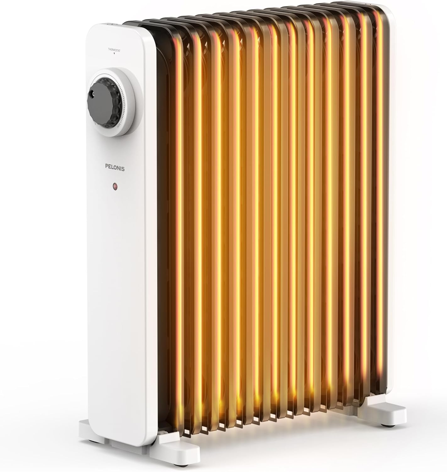 PELONIS Ölradiator 2300W mit J-förmigen Lamellen, Ölgefüllter Heizkörper mit 3 Heizstufen & Thermostat, Leiser Elektroheizer mit Kippschutz, Energieeffizient A für Schlafzimmer, Wohnzimmer, Büro