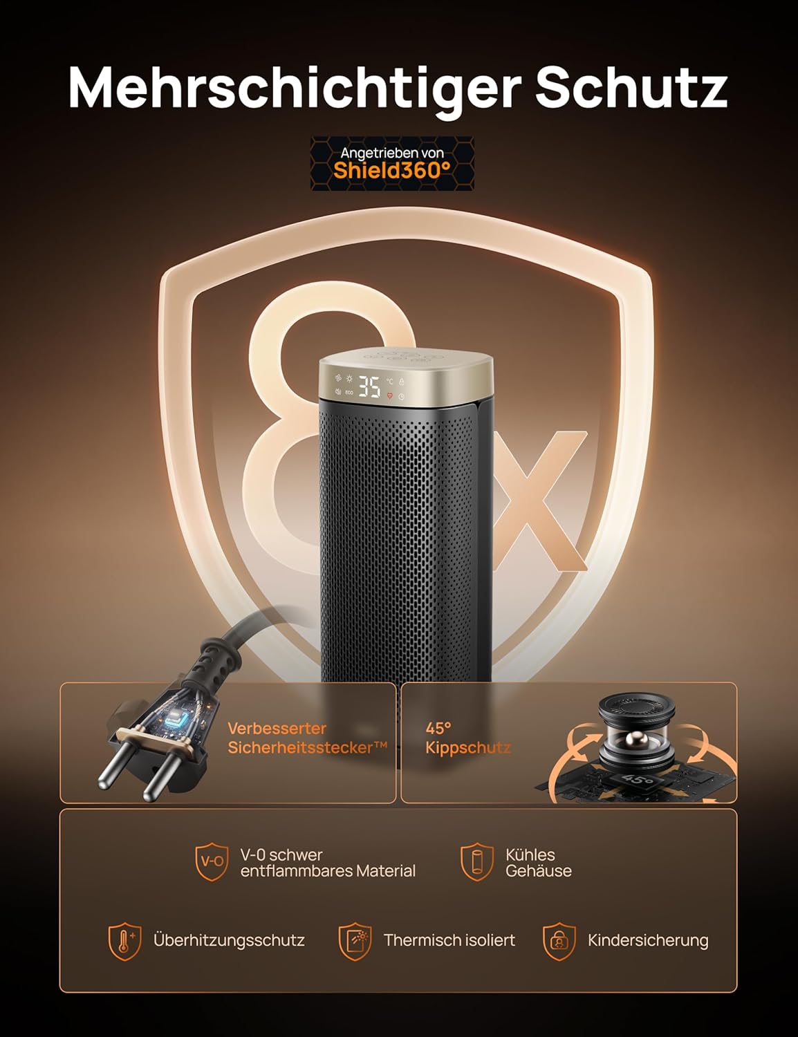 Dreo 16 Inch Electric Heater, Energy Efficient Space Heaters with Thermostat, 70° Oscillating Remote Control 3 Mode Tip-over & Overheat Protection, Silent Ceramic Fan Heater for Home