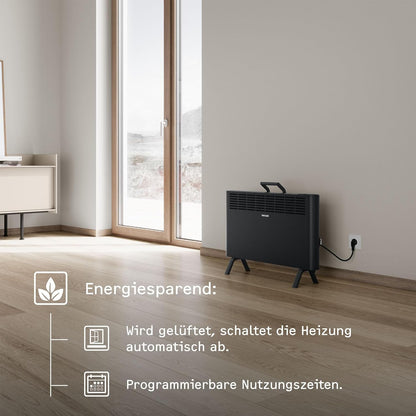 STIEBEL ELTRON Elektroheizung Standgerät für ca. 25 m², TÜV geprüft, Konvektor-Heizung mit einfacher Regelung, 2 kW, energiesparend, Rollen, 204450