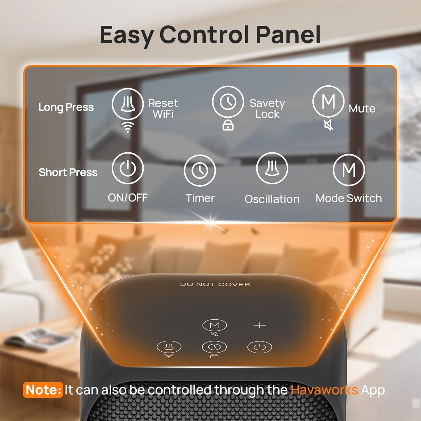 Heizlüfter Energiesparend, 1500W PTC Keramik Heizlüfter, Tragbarer Heizlüfter mit Thermostat & ECO-Modus, 2-in-1-Heizlüfter, Digitalanzeige, 12-Std.-Timer, 35dB leiser Elektroheizung- Schwarz