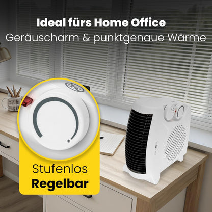 Clatronic HL 3761 263951 Heizlüfter, mobiler & kompakter Heizlüfter, 2 Heizstufen (1000/2000 W), Kaltstufe (Ventilator), stabiler Tragegriff, weiß
