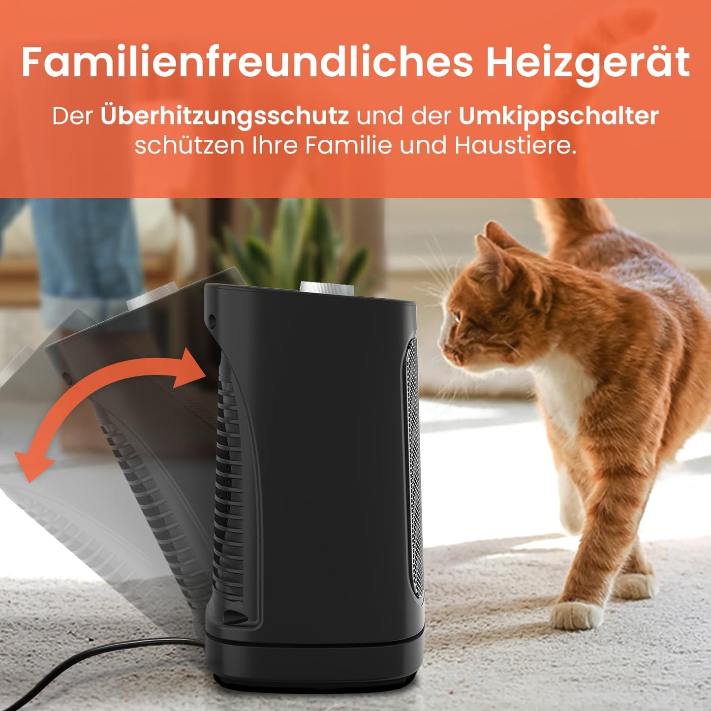 Pro Breeze 2000W Mini Heizlüfter Energiesparend Leise Elektroheizung 3 Heizstufen. Keramik Heizlüfter. Betrieb im Büro, Wohnzimmer, Schlafzimmer oder Terasse – Weiß