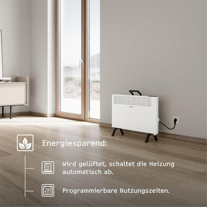 STIEBEL ELTRON Elektroheizung Standgerät für ca. 25 m², TÜV geprüft, Konvektor-Heizung mit einfacher Regelung, 2 kW, energiesparend, Rollen, 204450