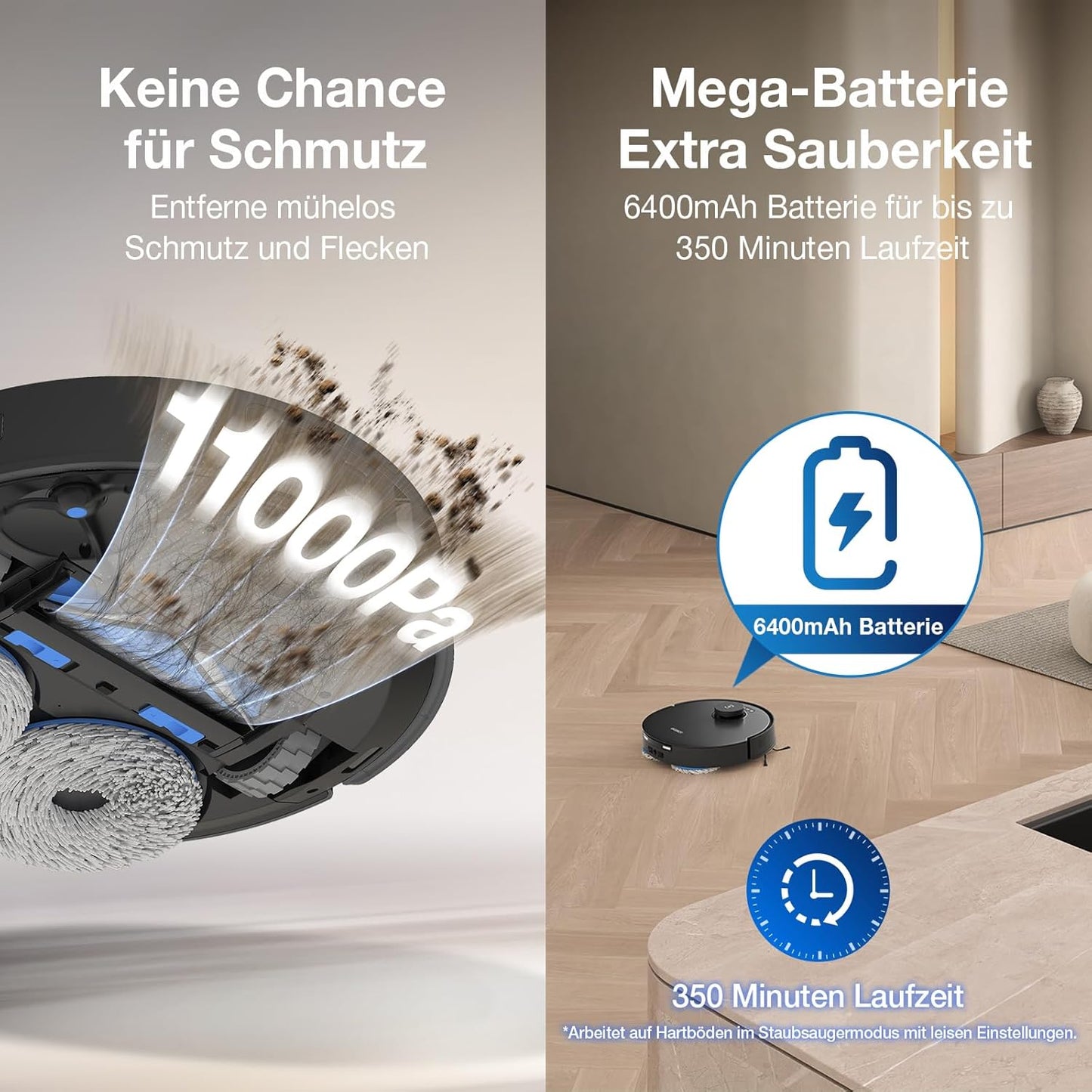 ECOVACS DEEBOT T30C Omni, Saugroboter mit Wischfunktion, 20.000 Pa, OZMO Turbo 2.0 Wischen, ZeroTangle 3.0 Anti-Verheddern, TruEdge 2.0 Kantenreinigung, All-in-One-Station, 75°C Moppwäsche, Schwarz