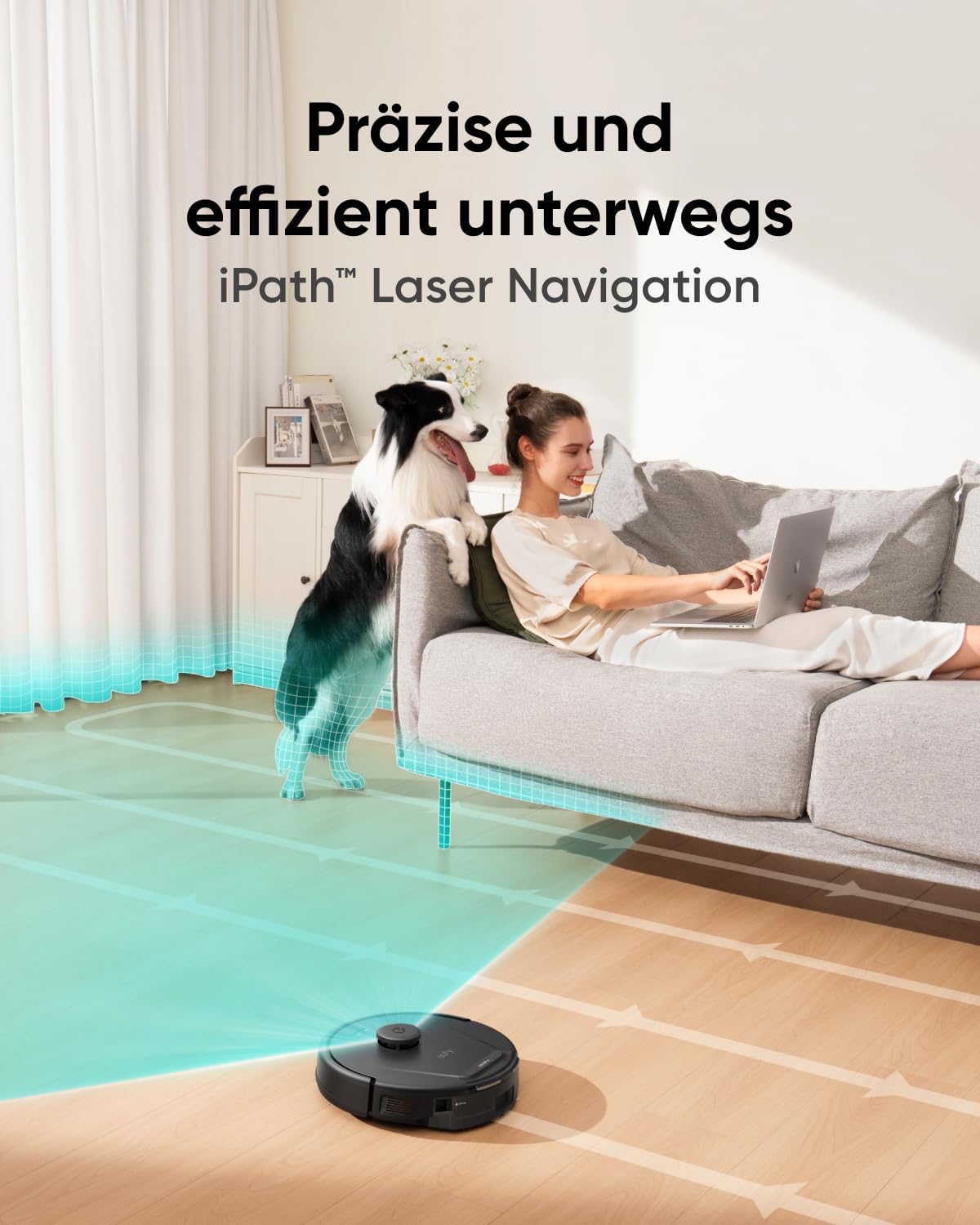 eufy L60 Saugroboter, Ultra Starke 5.000Pa Saugkraft, Staubsauger Roboter mit iPath Laser-Navigation, für gründliche Bodenreinigung, App-Steuerung, ideal für Haare, Teppiche, Hartböden