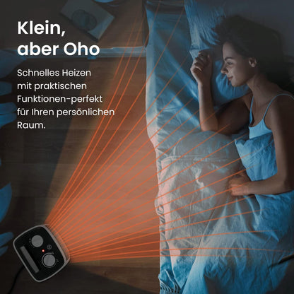 Pro Breeze 2000W Mini Keramik Heizlüfter energiesparend mit automatischer Oszillation, Zwei Leistungsstufen, Kleine Elektroheizung leise für Wohnzimmer, Büro, Terasse - Weiß