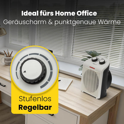 Clatronic HL 3761 263951 Heizlüfter, mobiler & kompakter Heizlüfter, 2 Heizstufen (1000/2000 W), Kaltstufe (Ventilator), stabiler Tragegriff, weiß