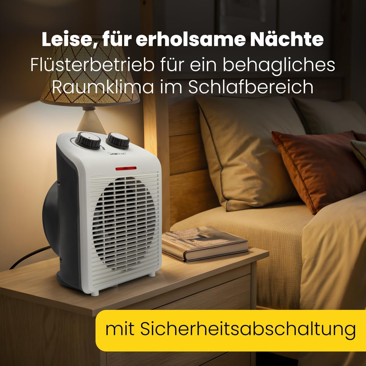 Clatronic HL 3761 263951 Heizlüfter, mobiler & kompakter Heizlüfter, 2 Heizstufen (1000/2000 W), Kaltstufe (Ventilator), stabiler Tragegriff, weiß