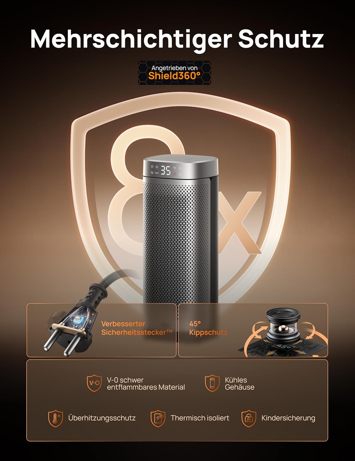 Dreo 16 Inch Electric Heater, Energy Efficient Space Heaters with Thermostat, 70° Oscillating Remote Control 3 Mode Tip-over & Overheat Protection, Silent Ceramic Fan Heater for Home