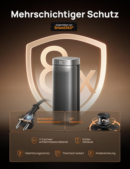 Dreo 16 Inch Electric Heater, Energy Efficient Space Heaters with Thermostat, 70° Oscillating Remote Control 3 Mode Tip-over & Overheat Protection, Silent Ceramic Fan Heater for Home