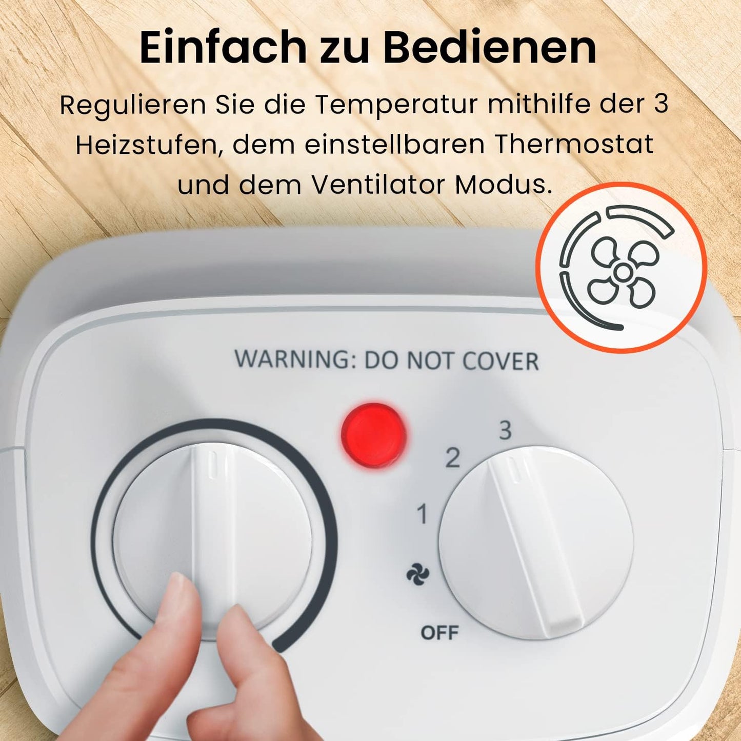 Pro Breeze 2000W Mini Heizlüfter Energiesparend Leise Elektroheizung 3 Heizstufen. Keramik Heizlüfter. Betrieb im Büro, Wohnzimmer, Schlafzimmer oder Terasse – Weiß