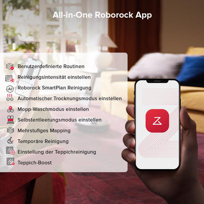roborock Qrevo Serie Saugroboter mit Wischfunktion&Hebarem Wischmopp, 8000Pa Saugkraft(verbessert von Qrevo S), Anti-Verfilzungs-Seitenbürste, Hindernisvermeidung, All-in-One Dock, Schwarz(QV 35A)