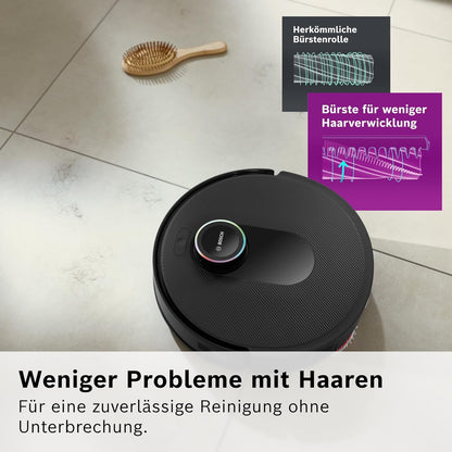 Bosch Spotless Max Cam BCRDW3BX Saugroboter mit Wischfunktion, 11.000 Pa Saugkaft, rotierende Wischpads, Nass-Trocken-Servicestation, Selbstreinigung, Smart Vision Kamera, Steuerung per App, schwarz