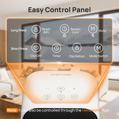 Heizlüfter Energiesparend, 1500W PTC Keramik Heizlüfter, Tragbarer Heizlüfter mit Thermostat & ECO-Modus, 2-in-1-Heizlüfter, Digitalanzeige, 12-Std.-Timer, 35dB leiser Elektroheizung- Schwarz