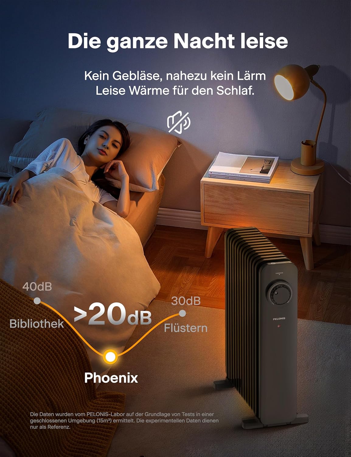 PELONIS Ölradiator 2300W mit J-förmigen Lamellen, Ölgefüllter Heizkörper mit 3 Heizstufen & Thermostat, Leiser Elektroheizer mit Kippschutz, Energieeffizient A für Schlafzimmer, Wohnzimmer, Büro