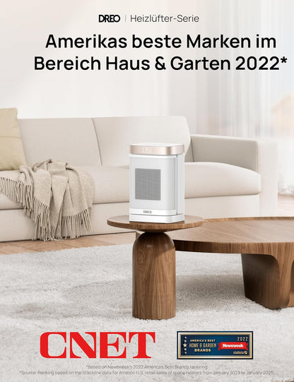 Dreo Heizlüfter Energiesparend Klein, 1500W Heizung Elektrisch mit Thermostat, 70° Oszillierend Elektroheizung, PTC Keramik Heizlüfter Leise, ECO-Modus, 12-Std-Timer, Überhitzungs- & Kippschutz