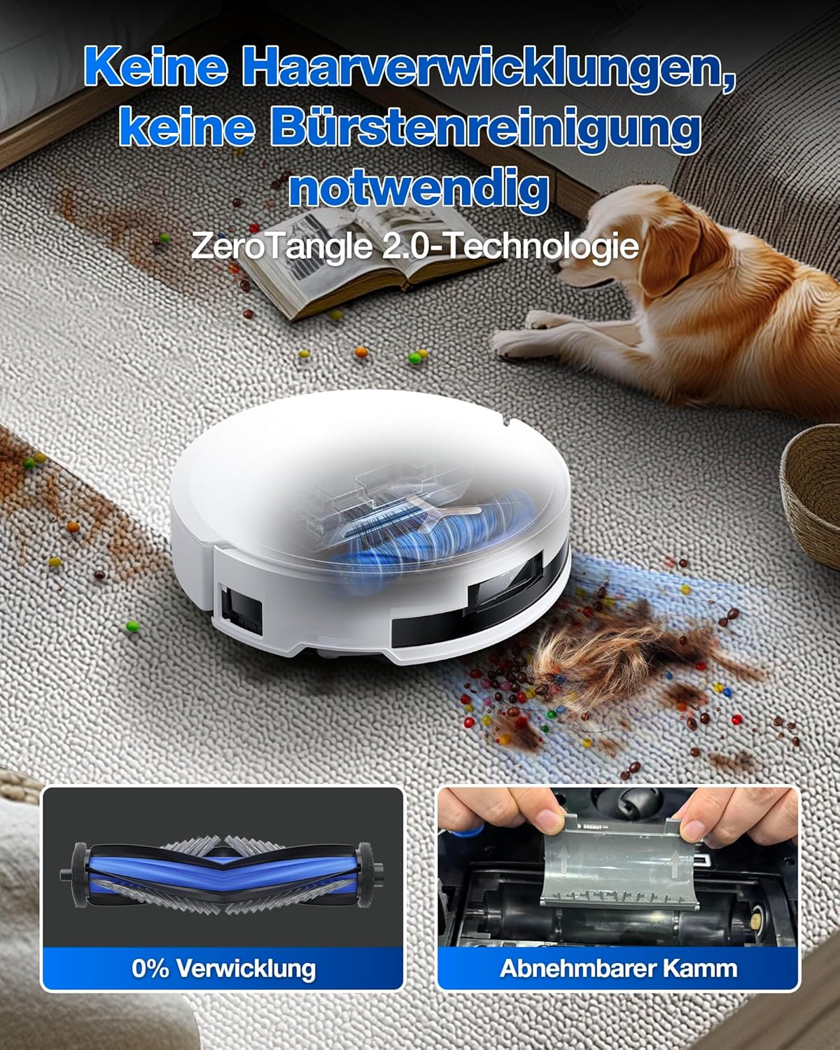 ECOVACS DEEBOT T50 PRO Omni Gen2 Saugroboter mit Wischfunktion, Ausfahrende Seitenbürste und Wischmopp, 21.000 Pa, Auto Zugabe von Reinigungslösung, Moppwäsche mit 75°C heißem Wasser, Ultradünn 81 mm