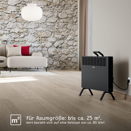 STIEBEL ELTRON Elektroheizung Standgerät für ca. 25 m², TÜV geprüft, Konvektor-Heizung mit einfacher Regelung, 2 kW, energiesparend, Rollen, 204450