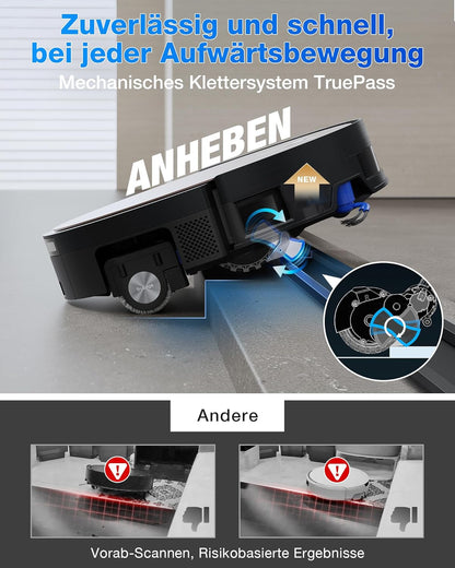 ECOVACS X11 OMNICYCLONE Saugroboter mit Wischfunktion, Blast + 19.500 Pa, ultraschnelles Akkuladen, OZMO Roller 2.0, Klettern max. 4 cm Höhe, Ausfahrender Wischmopp, PureCyclone 2.0 Auto-Entleerung