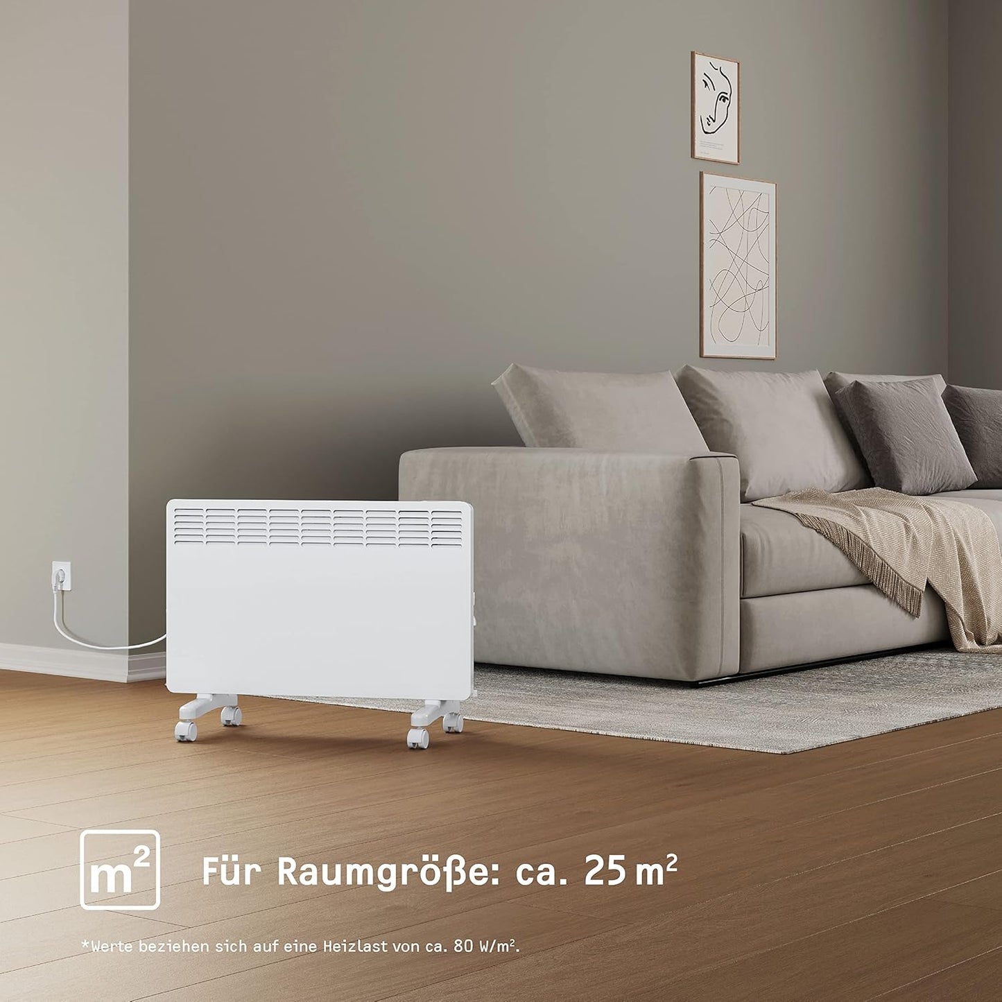STIEBEL ELTRON Elektroheizung Standgerät für ca. 25 m², TÜV geprüft, Konvektor-Heizung mit einfacher Regelung, 2 kW, energiesparend, Rollen, 204450