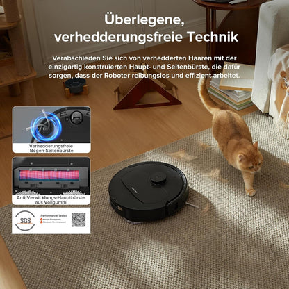 roborock Qrevo Serie Saugroboter mit Wischfunktion&Hebarem Wischmopp, 8000Pa Saugkraft(verbessert von Qrevo S), Anti-Verfilzungs-Seitenbürste, Hindernisvermeidung, All-in-One Dock, Schwarz(QV 35A)