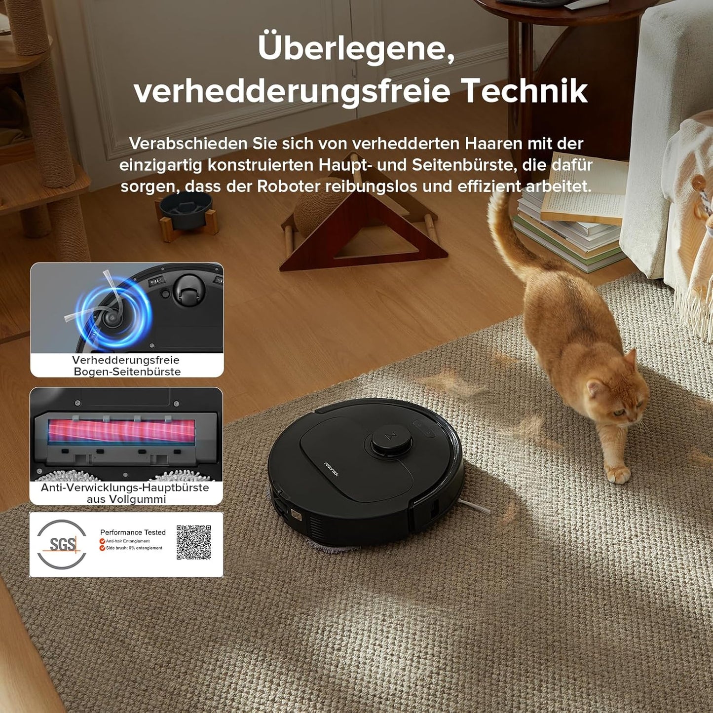 roborock Qrevo Serie Saugroboter mit Wischfunktion&Hebarem Wischmopp, 8000Pa Saugkraft(verbessert von Qrevo S), Anti-Verfilzungs-Seitenbürste, Hindernisvermeidung, All-in-One Dock, Schwarz(QV 35A)