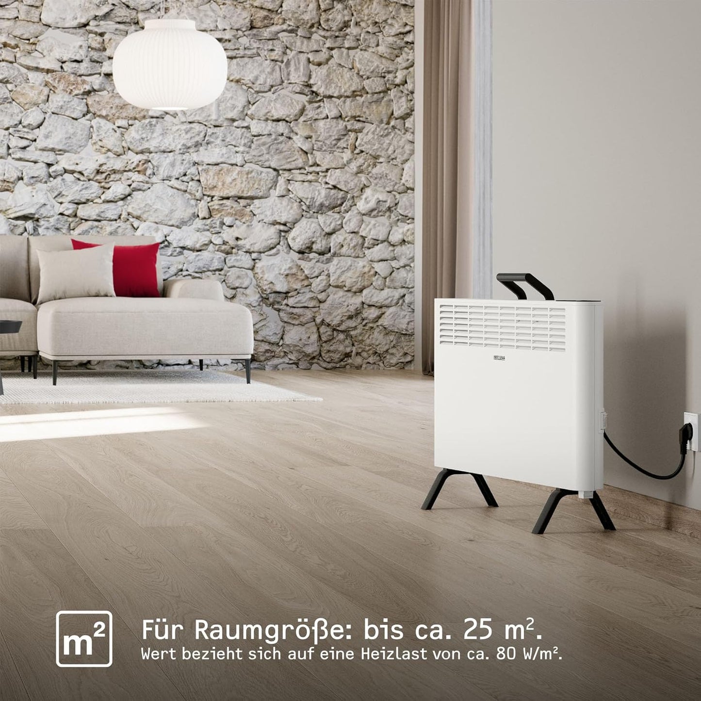 STIEBEL ELTRON Elektroheizung Standgerät für ca. 25 m², TÜV geprüft, Konvektor-Heizung mit einfacher Regelung, 2 kW, energiesparend, Rollen, 204450