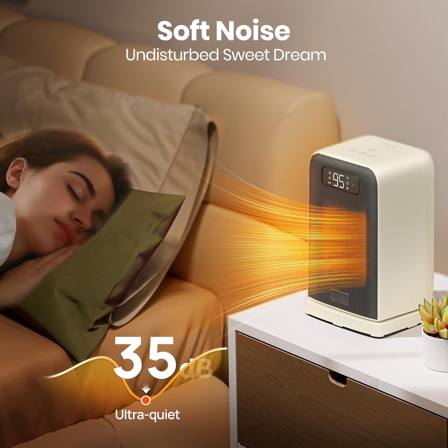 Heizlüfter Energiesparend, 1500W PTC Keramik Heizlüfter, Tragbarer Heizlüfter mit Thermostat & ECO-Modus, 2-in-1-Heizlüfter, Digitalanzeige, 12-Std.-Timer, 35dB leiser Elektroheizung- Schwarz