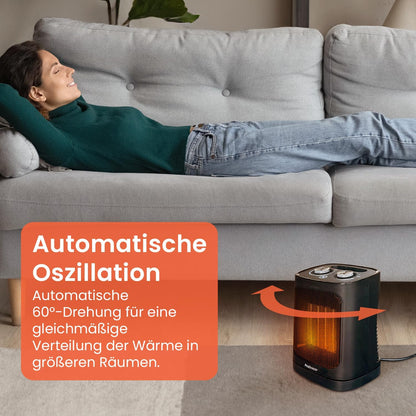 Pro Breeze 2000W Mini Heizlüfter Energiesparend Leise Elektroheizung 3 Heizstufen. Keramik Heizlüfter. Betrieb im Büro, Wohnzimmer, Schlafzimmer oder Terasse – Weiß