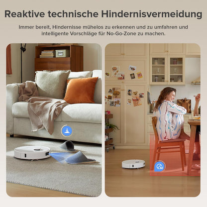 roborock Qrevo Serie Saugroboter mit Wischfunktion&Hebarem Wischmopp, 8000Pa Saugkraft(verbessert von Qrevo S), Anti-Verfilzungs-Seitenbürste, Hindernisvermeidung, All-in-One Dock, Schwarz(QV 35A)