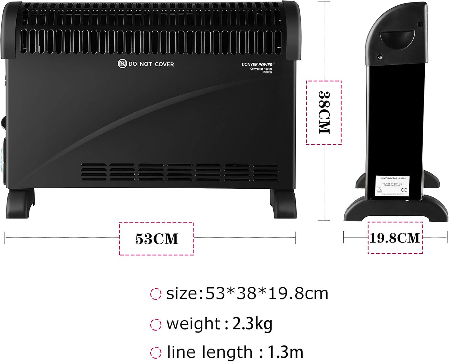 DONYER POWER Elektrischer Konvektor-Heizkörper Raumheizung Ölfreier Heizkörper