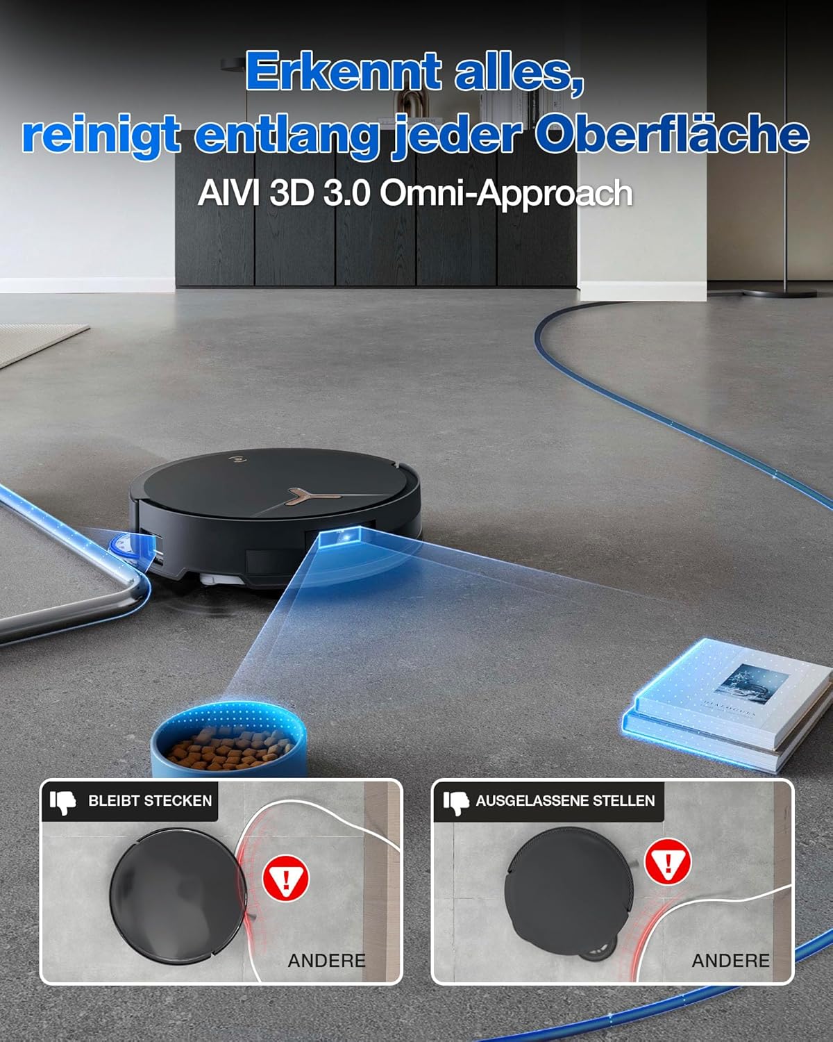 ECOVACS DEEBOT T50 PRO Omni Gen2 Saugroboter mit Wischfunktion, Ausfahrende Seitenbürste und Wischmopp, 21.000 Pa, Auto Zugabe von Reinigungslösung, Moppwäsche mit 75°C heißem Wasser, Ultradünn 81 mm