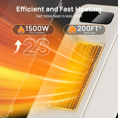 Heizlüfter Energiesparend, 1500W PTC Keramik Heizlüfter, Tragbarer Heizlüfter mit Thermostat & ECO-Modus, 2-in-1-Heizlüfter, Digitalanzeige, 12-Std.-Timer, 35dB leiser Elektroheizung- Schwarz