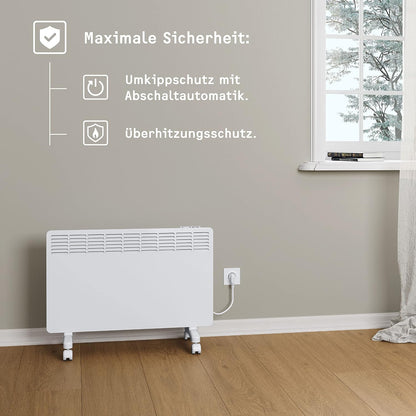 STIEBEL ELTRON Elektroheizung Standgerät für ca. 25 m², TÜV geprüft, Konvektor-Heizung mit einfacher Regelung, 2 kW, energiesparend, Rollen, 204450