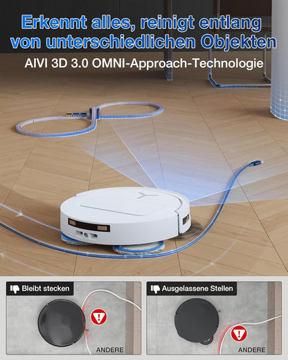 ECOVACS DEEBOT T50 PRO Omni Gen2 Saugroboter mit Wischfunktion, Ausfahrende Seitenbürste und Wischmopp, 21.000 Pa, Auto Zugabe von Reinigungslösung, Moppwäsche mit 75°C heißem Wasser, Ultradünn 81 mm