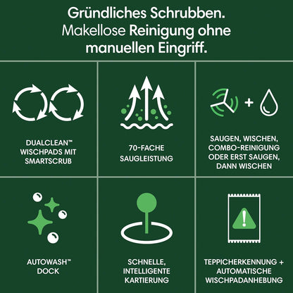 iRobot Roomba Plus 405 Combo Robot + AutoWash Dock Saugroboter mit Wischfunktion - Clearview LiDAR - 7000Pa - DualClean Wischpads - SmartScrub - Teppicherkennung - 75 Tage Entleerung - Schwarz