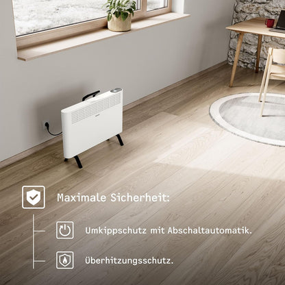 STIEBEL ELTRON Elektroheizung Standgerät für ca. 25 m², TÜV geprüft, Konvektor-Heizung mit einfacher Regelung, 2 kW, energiesparend, Rollen, 204450
