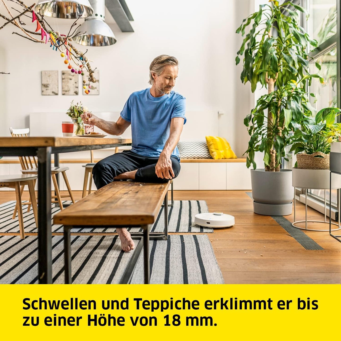 Kärcher Saugroboter RCV 3 mit Wischfunktion, smarte App-Steuerung, LiDAR-Laser-Navigation, Kartierung, Raum- und Hinderniserkennung, 2500 Pa, 120 min Laufzeit, für Hartböden und Teppiche, Weiss