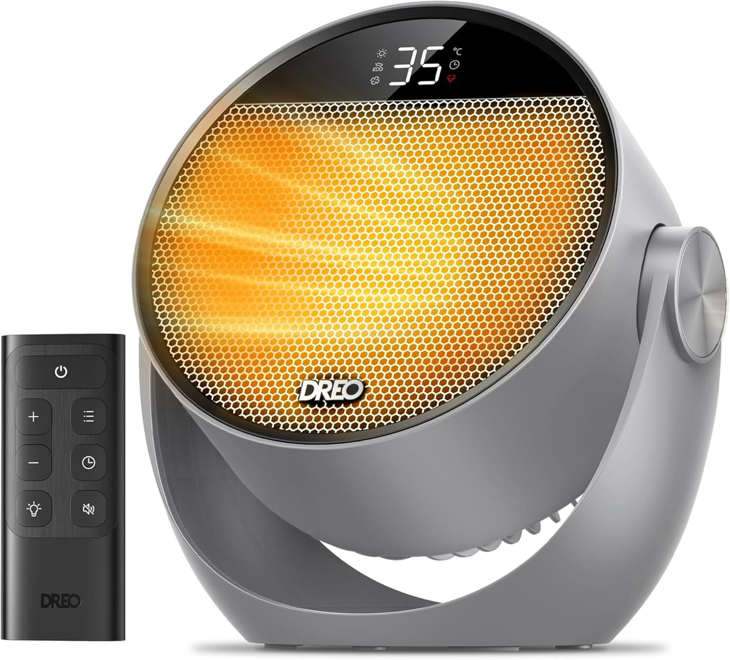 Dreo Heizlüfter Energiesparend Klein, Leiser 1500W Tragbar Heizlüfter mit Fernbedienung, Thermostat, 60° Neigbar, 8 Sicherheitsfunktionen, PTC-Keramik,12-Std-Timer, 3 Modus 3 Geschwindigkeit, Schwarz