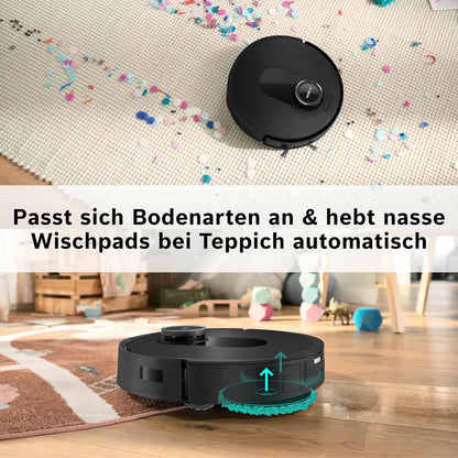 Bosch Spotless Max BCRDW3B Saugroboter mit Wischfunktion, 11.000 Pa Saugkaft, rotierende Wischpads, Nass-Trocken-Servicestation, Selbstreinigung, Smart Vision Navigation, Steuerung per App, schwarz