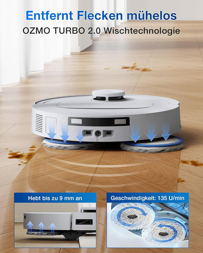 ECOVACS DEEBOT T30C Omni, Saugroboter mit Wischfunktion, 20.000 Pa, OZMO Turbo 2.0 Wischen, ZeroTangle 3.0 Anti-Verheddern, TruEdge 2.0 Kantenreinigung, All-in-One-Station, 75°C Moppwäsche, Schwarz