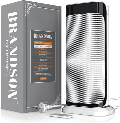 Brandson - Heizlüfter mit Fernbedienung - Preisträger - energiesparend leise Keramik-Heizlüfter Badezimmer - Oszillationsfunktion - Timer - Heizung Heater - GS zertifiziert