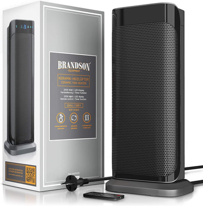 Brandson - Heizlüfter mit Fernbedienung - Preisträger - energiesparend leise Keramik-Heizlüfter Badezimmer - Oszillationsfunktion - Timer - Heizung Heater - GS zertifiziert