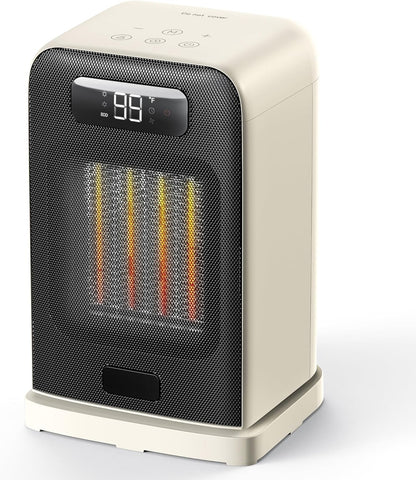 Heizlüfter Energiesparend, 1500W PTC Keramik Heizlüfter, Tragbarer Heizlüfter mit Thermostat & ECO-Modus, 2-in-1-Heizlüfter, Digitalanzeige, 12-Std.-Timer, 35dB leiser Elektroheizung- Schwarz